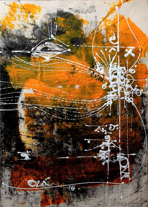 Watercolour, acrylic, graphite, charcoal, and ink on paper by Ola Atunbi