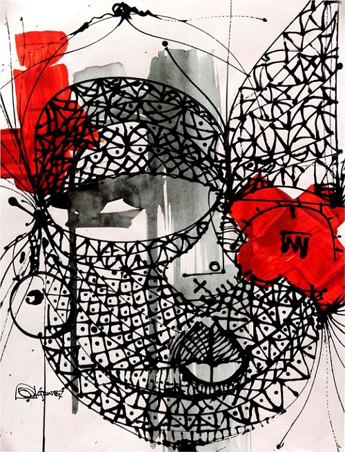 Watercolour, acrylic, graphite, charcoal, and ink on paper by Ola Atunbi