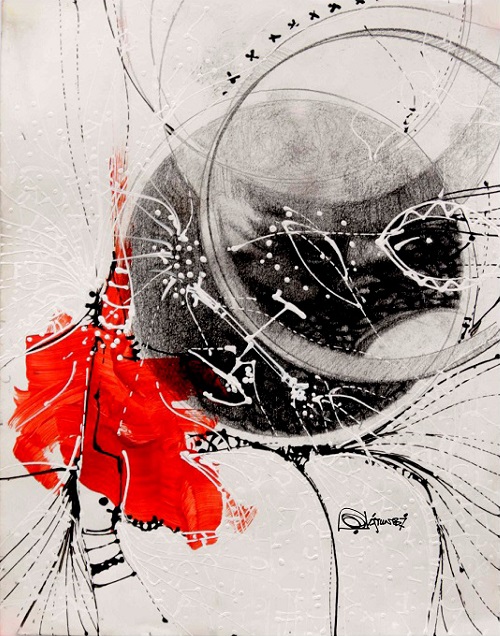 Watercolour, acrylic, graphite, charcoal, and ink on paper by Ola Atunbi