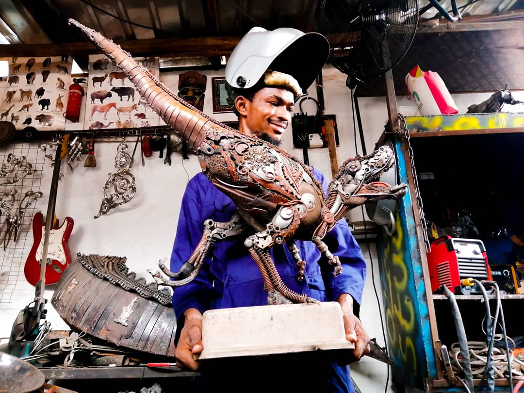 Scrap metal sculptures by Oladele Ogbeyemi